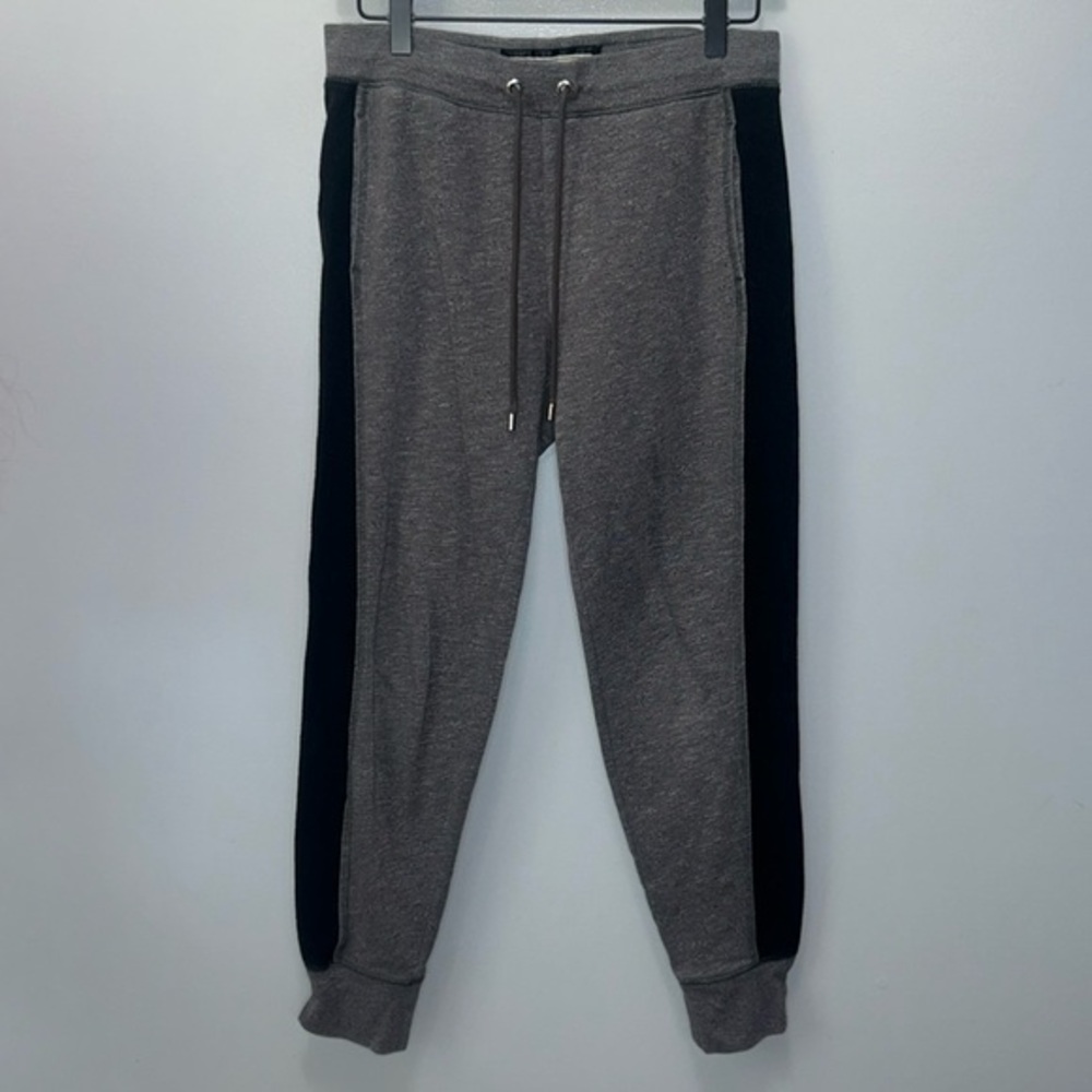 A & F Women's Small Gray Sweatpant Joggers- Black Terry Cloth Side Panels- Y2K
